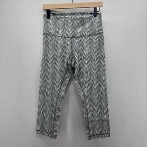 Lululemon Wunder Under Crop 21" Womens 10 Full-On Luon‎ Olive Grey Sage W6AY5S